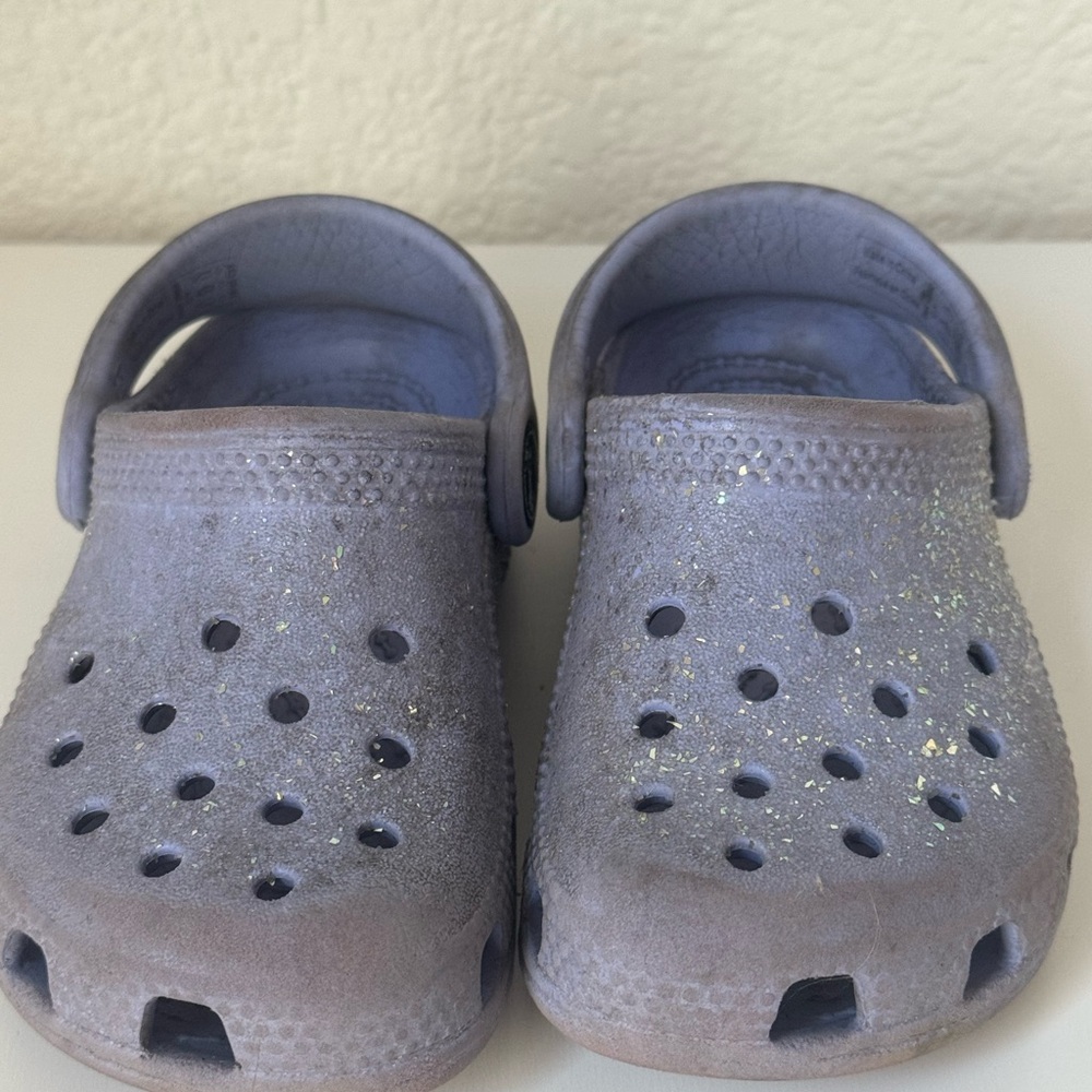 Kids Glitter Slip-On Crocs  - Lavender